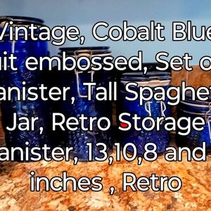 Rare vintage cobalt blue canisters